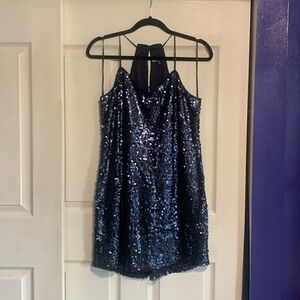 EXPRESS SEQUIN MINI DRESS, NAVY BLUE